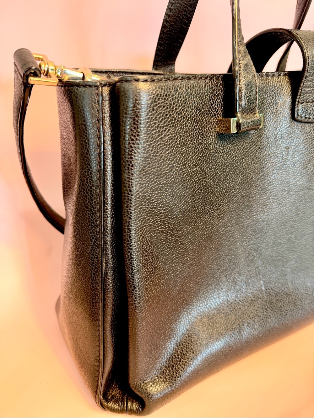 kate spade Black Pebbled Leather Top-Handle Briefcase - Picture 7 of 15